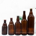 Wholesale Customization Glass Round Amber Beer Bottle with Crown Lid 330ml 500ml 1000ml